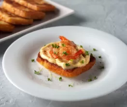 Holiday Shrimp Crostini with Yum Yum Sauce